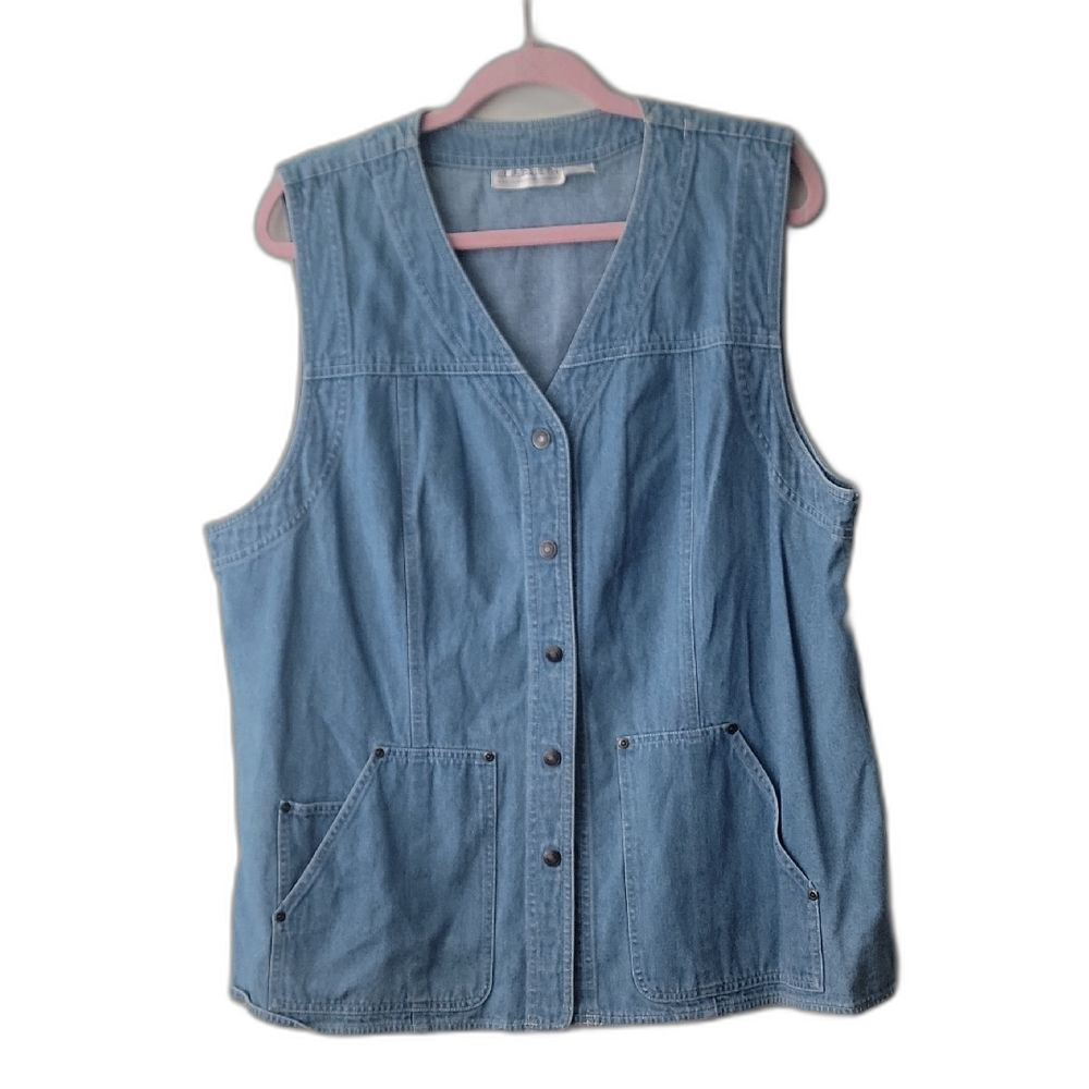 Claiborne Denim Vest Blue Size 1X Cottagecore